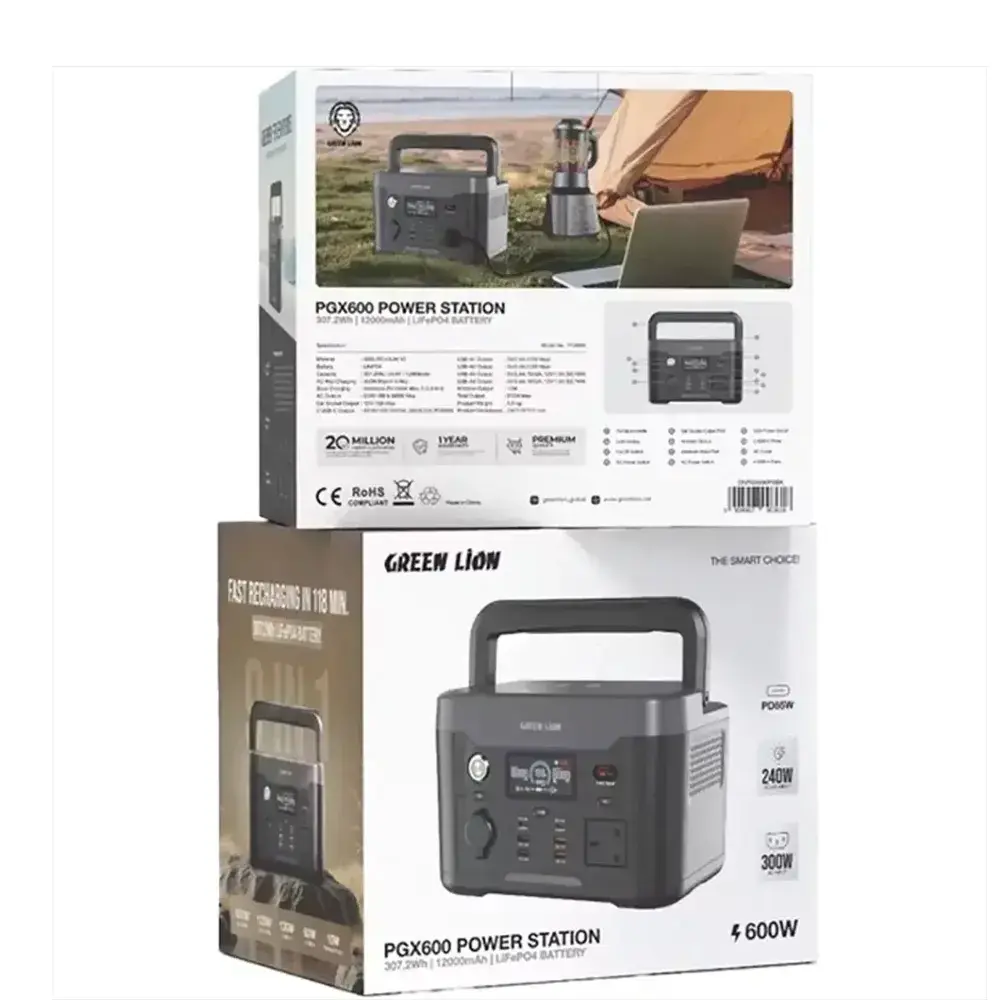 Green Lion PGX600 Power Station with 307.2Wh & 12000mAh LiFePO4 Battery - Black - Image 5