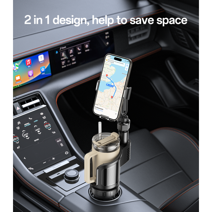 Yesido C273 720 Rotating Phone Mount 2 in 1 Funtion Car Cup Hole With Rotating Adjustable Base Phone Holder - Image 3