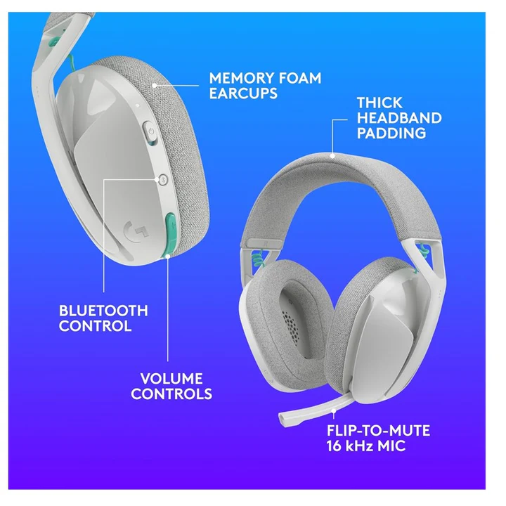 Logitech G321 LIGHTSPEED Wireless Bluetooth Gaming Headset, Dynamic Comfort and Fit - White - Image 4