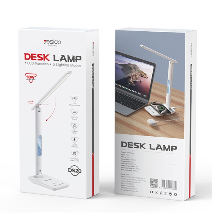 Yesido DS20 Multifunctional LED Desk Lamp Supports 10W Wireless Charging, EU Plug - Image 9