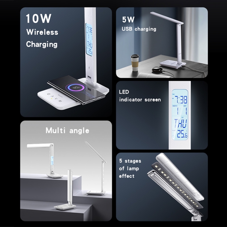 Yesido DS20 Multifunctional LED Desk Lamp Supports 10W Wireless Charging, EU Plug - Image 3