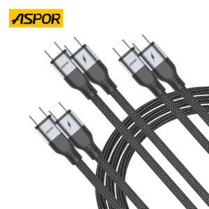 ASPOR A026 240W USB C to USB C Fast Charging Cable, Nylon Braided 1M, Aluminum Alloy Head for Laptop/Tablet/Phone