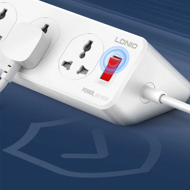 Ldnio SC10610C 10 Outlet Power Socket 10 Way / UK Plug / USB-C / USB-A / 2 Meters - White - Image 4