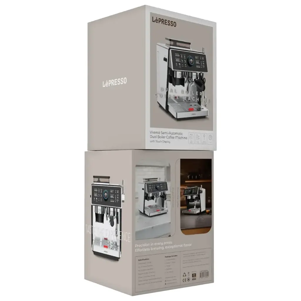 Lepresso Viventé Semi-Automatic Dual Boiler Coffee Machine with Touch Display - Silver - Image 3