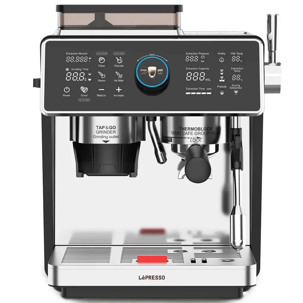 Lepresso Viventé Semi-Automatic Dual Boiler Coffee Machine with Touch Display - Silver - Image 2