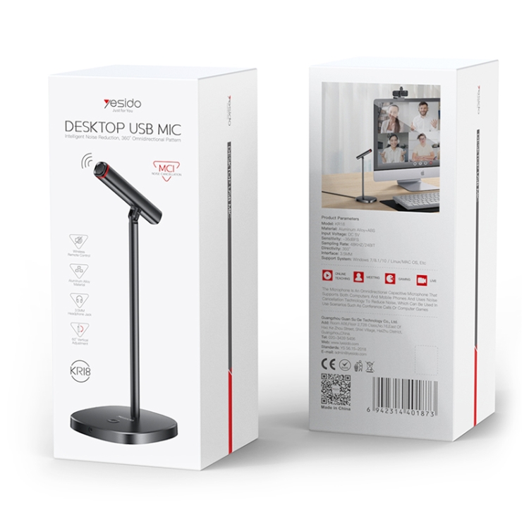 YESIDO KR18 360 Degree Omnidirectional Desktop Noise USB Canceling Microphone - Image 8