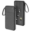 Porodo Piano 10000mAh Power Bank with Integrated Cables - Black