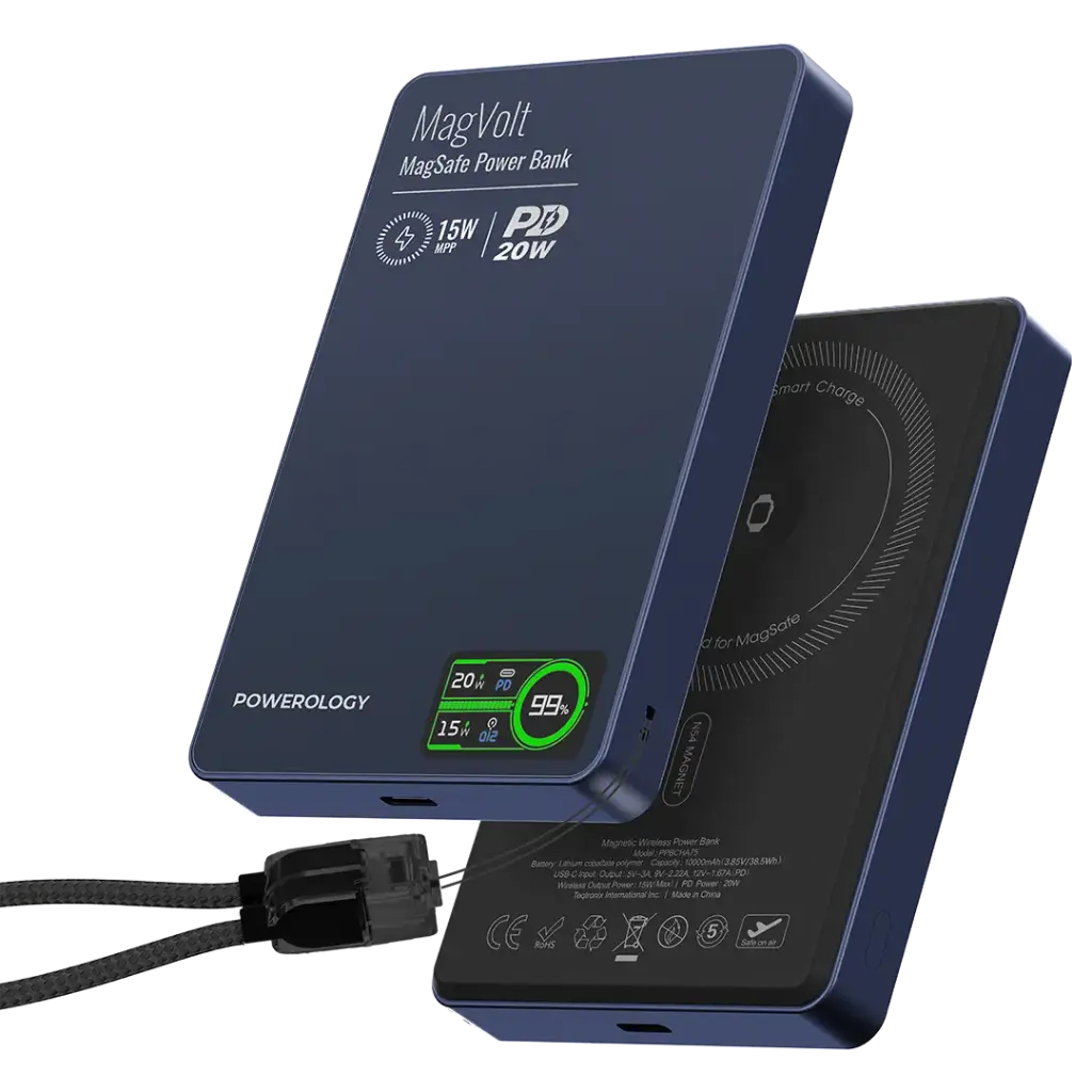 Powerology MagVolt 10000mAh Magnetic Power Bank - Blue