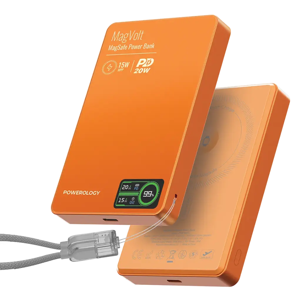 Powerology MagVolt 10000mAh Magnetic Power Bank - Orange