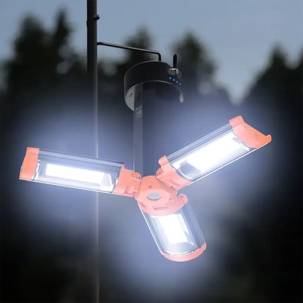 Porodo Lifestyle 9000mAh Work Lantern Foldable Multi-Mode LED Light with Tripod Base & Hook - Orange - Image 4
