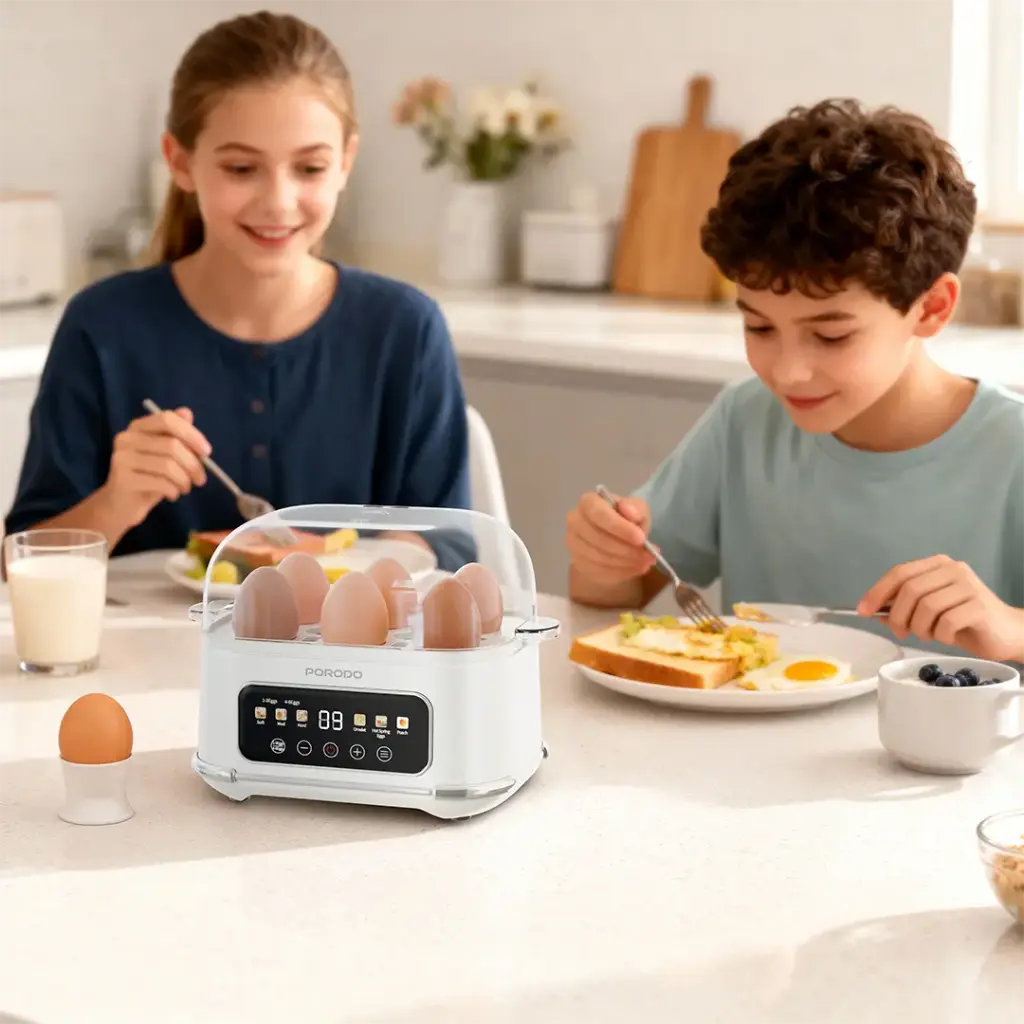 Porodo Lifestyle Poacher Smart Electric Egg Boiler with Program Selector - White - Image 5