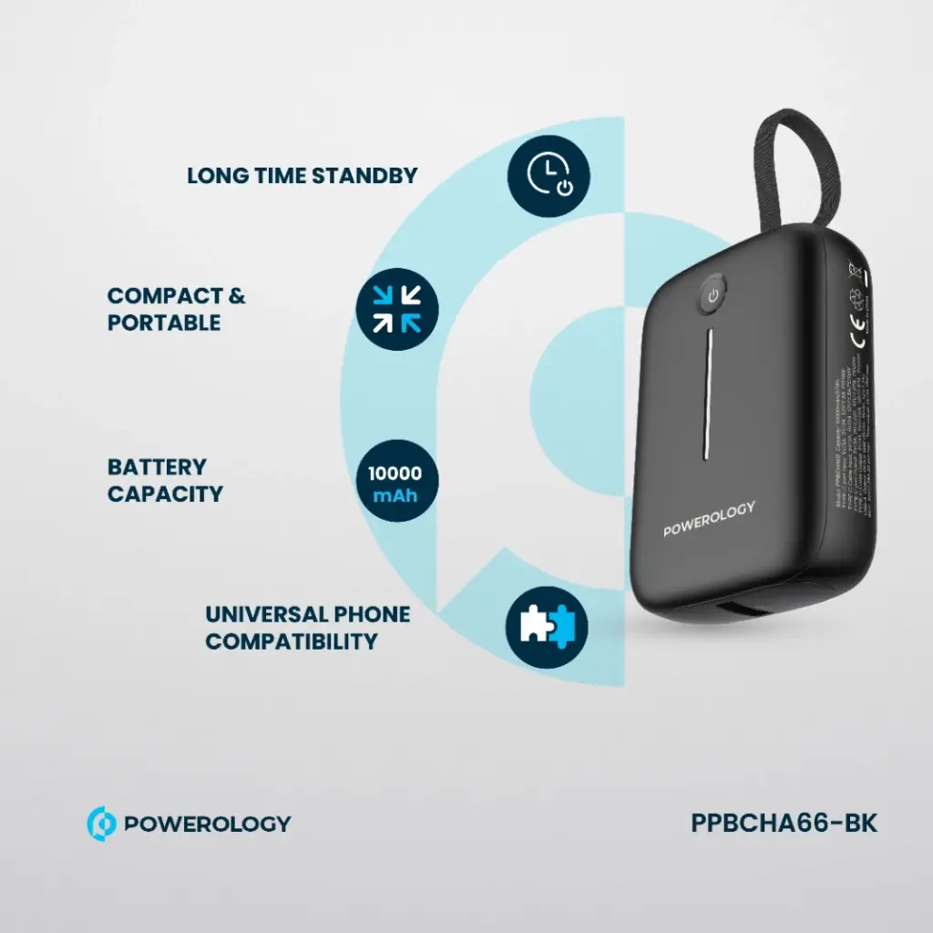 Powerology 10000mAh Power Bank - Black - Image 3