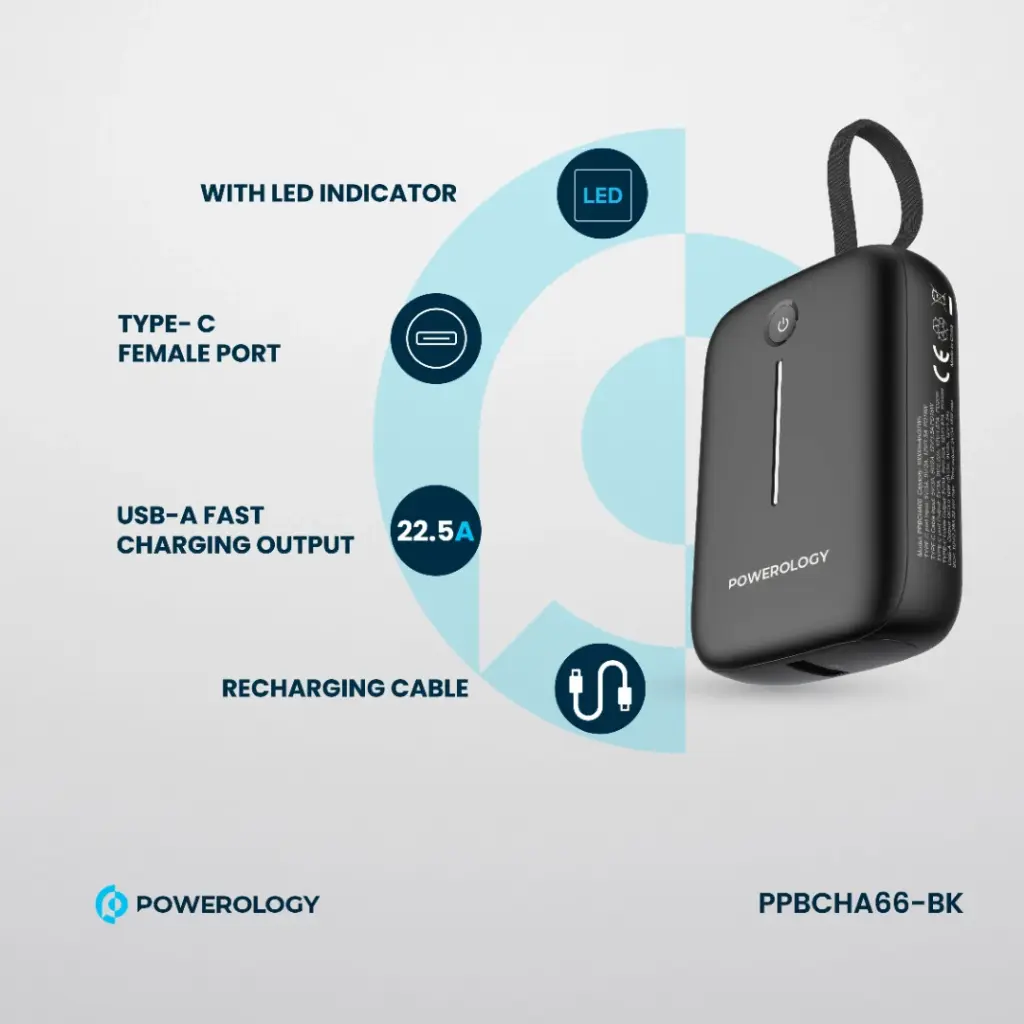 Powerology 10000mAh Power Bank - Black - Image 2