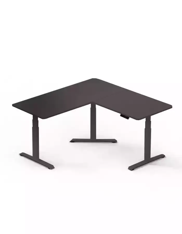 Gamvity L Shape Standing Ergonomic 3 Legs Stand Up Modern Furniture Table Electric Height Adjustable Desk(1000x1750mm) - Black - Image 2