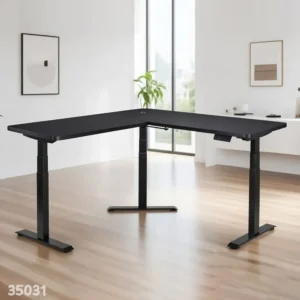 Gamvity L Shape Standing Ergonomic 3 Legs Stand Up Modern Furniture Table Electric Height Adjustable Desk(1000x1750mm) - Black