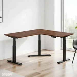 Gamvity L Shape Standing Ergonomic 3 Legs Stand Up Modern Furniture Table Electric Height Adjustable Desk(1000x1750mm) - Walnut