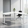 Gamvity L Shape Standing Ergonomic 3 Legs Stand Up Modern Furniture Table Electric Height Adjustable Desk(1000x1750mm) - White