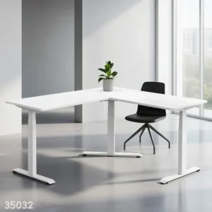 Gamvity L Shape Standing Ergonomic 3 Legs Stand Up Modern Furniture Table Electric Height Adjustable Desk(1000x1750mm) - White
