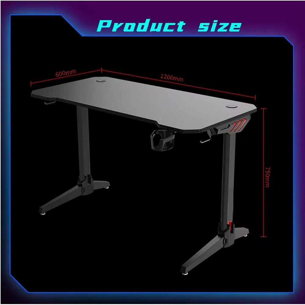 Gamvity Professional Gaming Desk With Rgb Led Lights Cheap (1200*600*750) - Black - Image 4