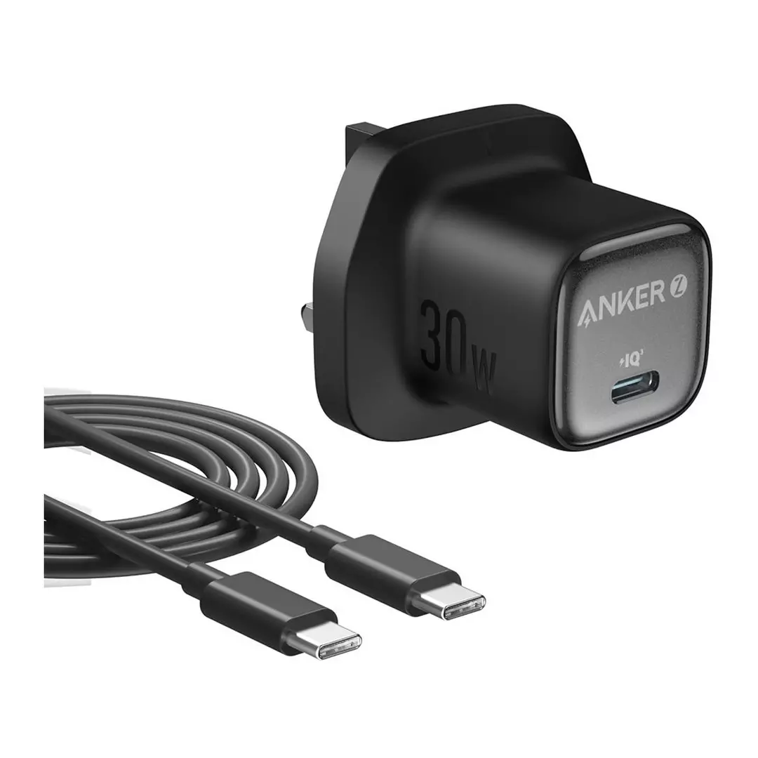 Anker 30W USB-C Wall Charger With 1m Cable, Fast Charging - Black