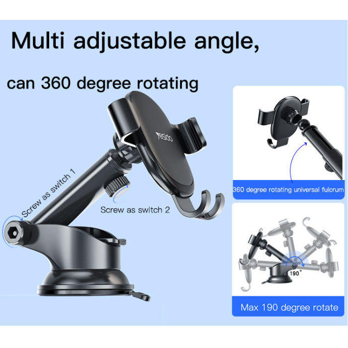 Yesido C120 Phone Holder Replaceable Base 360 Degree Flexible Universal Dashboard Car Mobile Phone Holder - Image 4