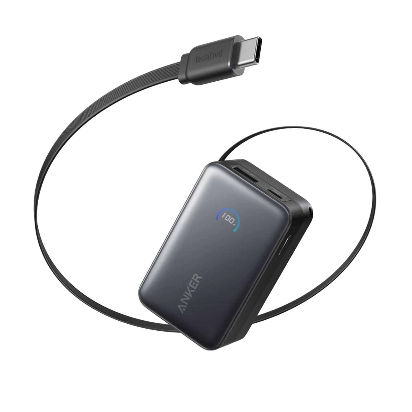 Anker Nano Power Bank (10K, 45W, Built-In Retractable USB-C Cable) - Black