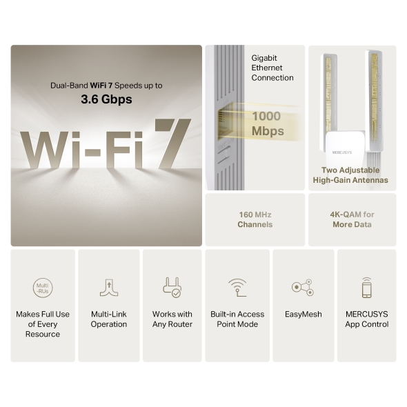Mercusys BE3600 Wi-Fi 7 Range Extender - Image 3