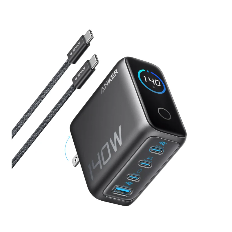 Anker PD 4-Port Fast Charger with USB-C Cable 140W - Dark Grey