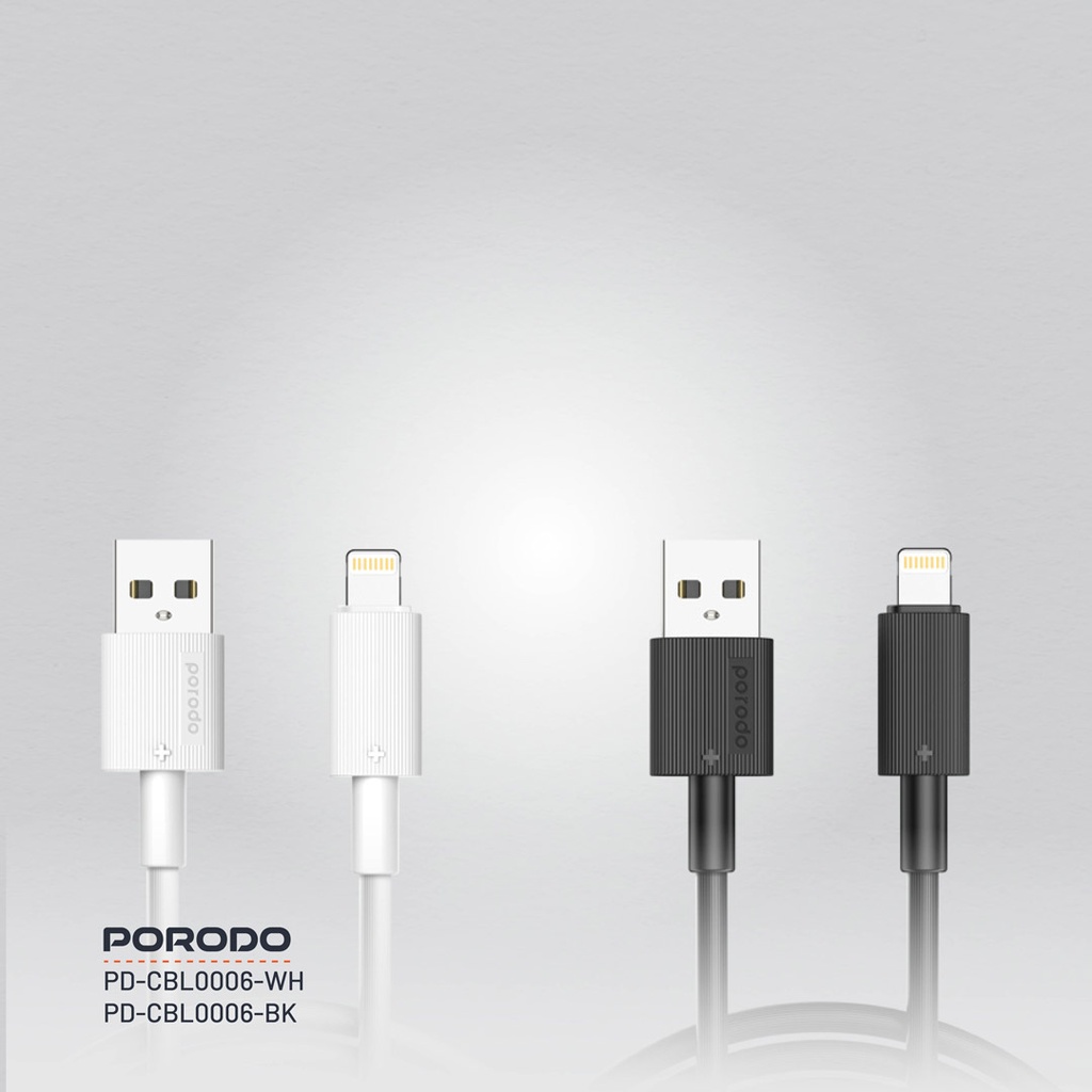 Porodo USB-A to Lightning Durable Charging Cable - White - Image 10