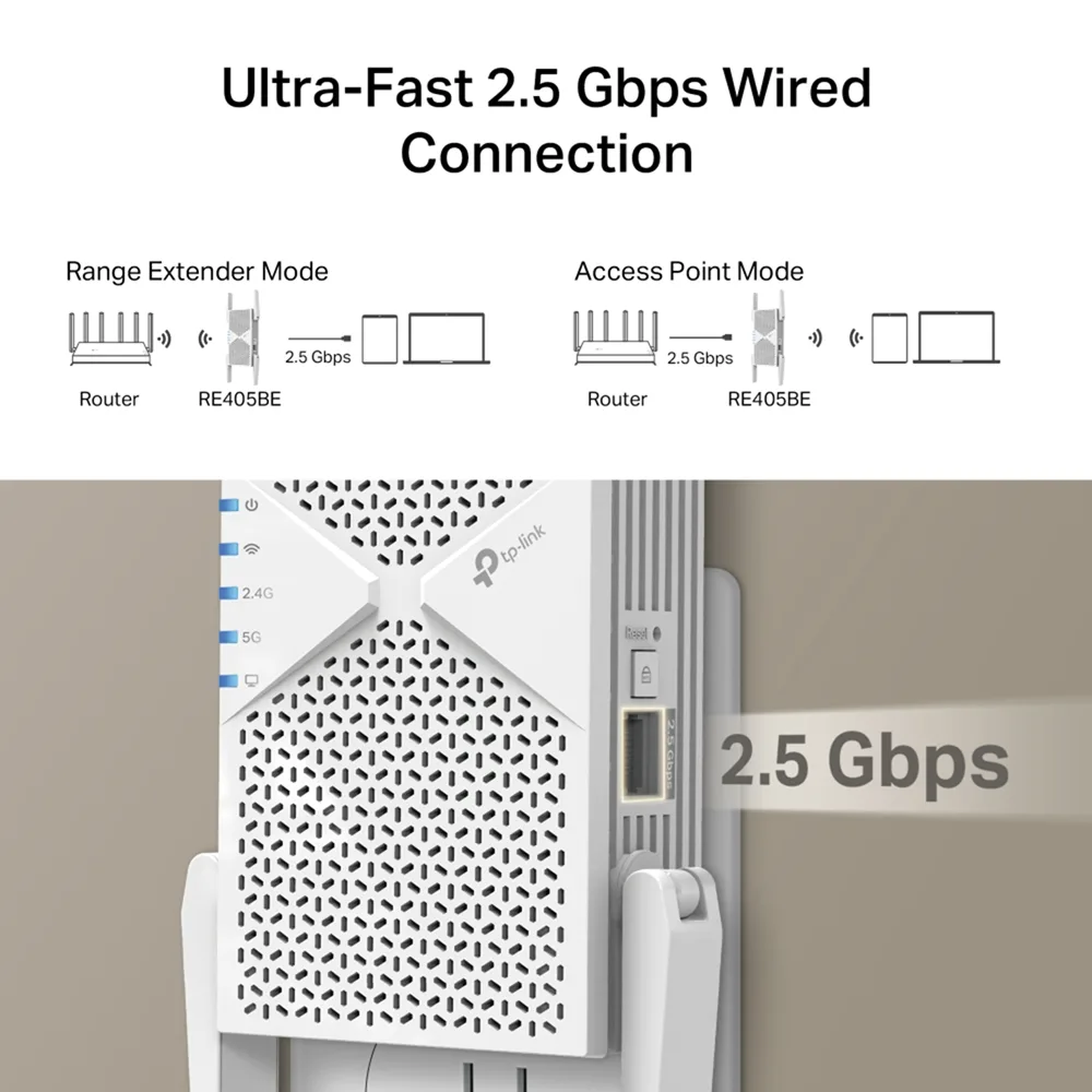 TP-Link RE405BE BE6500 Dual-Band WiFi 7 Range Extender, 2.5GE - Image 2