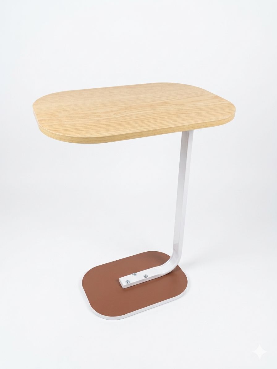 Mini Modern C-shaped side table - Natural Wood