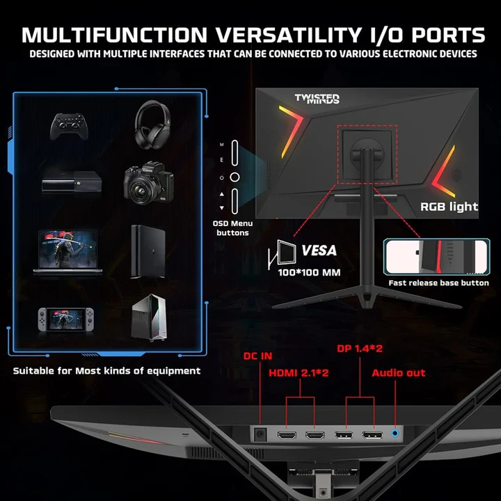 Twisted Minds 24" FHD IPS, 280 Hz, HDMI 2.1 Gaming Monitor - Black - Image 2