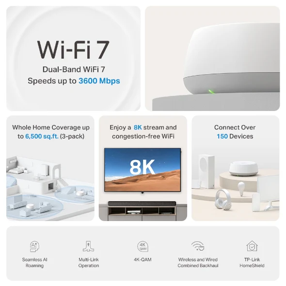 TP-Link Deco BE22 (Pack of 3) BE3600 Whole Home Mesh WiFi 7 System - Image 3