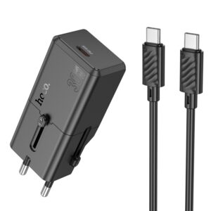 Hoco AC25 Mini Single Port PD30W Universal Travel Charger with Type-C to Type-C Cable - Black