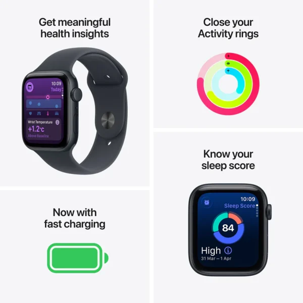 Apple Watch SE 3 GPS + Cellular 40mm Starlight Aluminium Case with Starlight Sport Band – S/M - Image 3