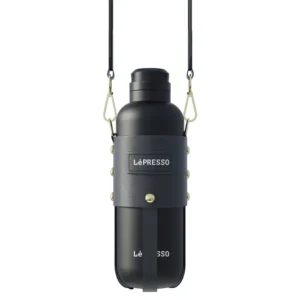 LePresso ThermaTrail Thermos Bottle with Crossbody Strap - Black