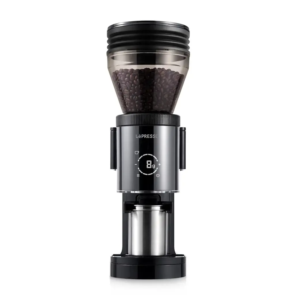 LePresso Grindeur Conical Burr Grinder with Digital Weight Control - Black - Image 2