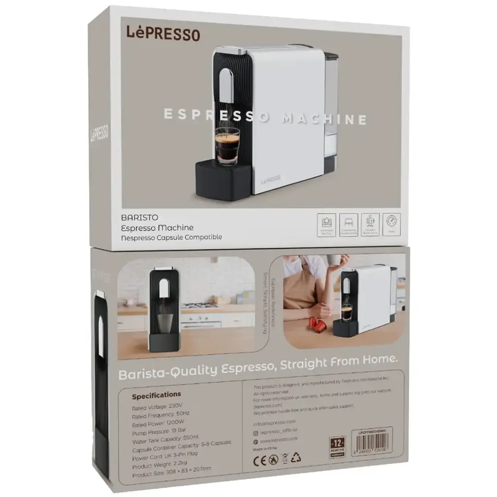 Lepresso Baristo Espresso Machine Nespresso Capsule Compatile - White - Image 2