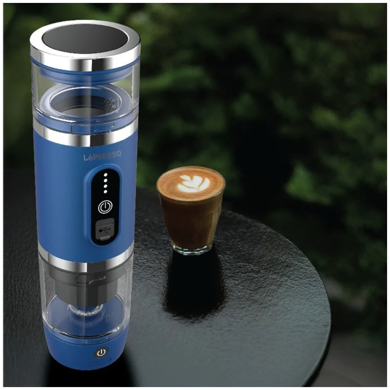 LePresso 4-in-1 Portable Coffee Machine with Milk Frother - 2500mAh / 100W / 80ml - Blue - Image 4