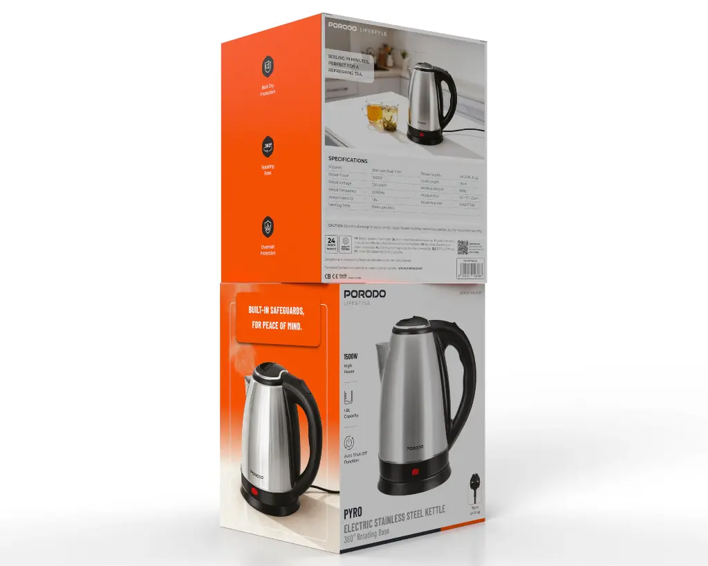 Porodo Pyro Electric Stainless Steel Kettle - Silver - Image 5