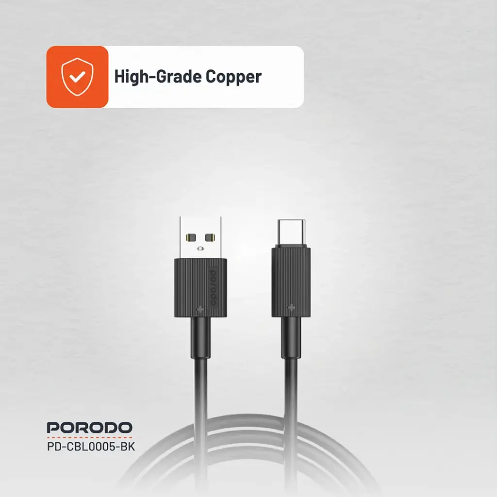 Porodo USB-A to USB-C Durable Charging Cable - Black - Image 6
