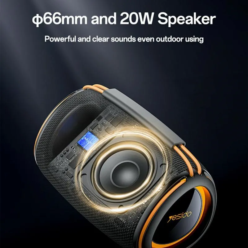 Yesido YSW39 Portable Bluetooth Speaker with Subwoofer & RGB - 20W - Black - Image 5