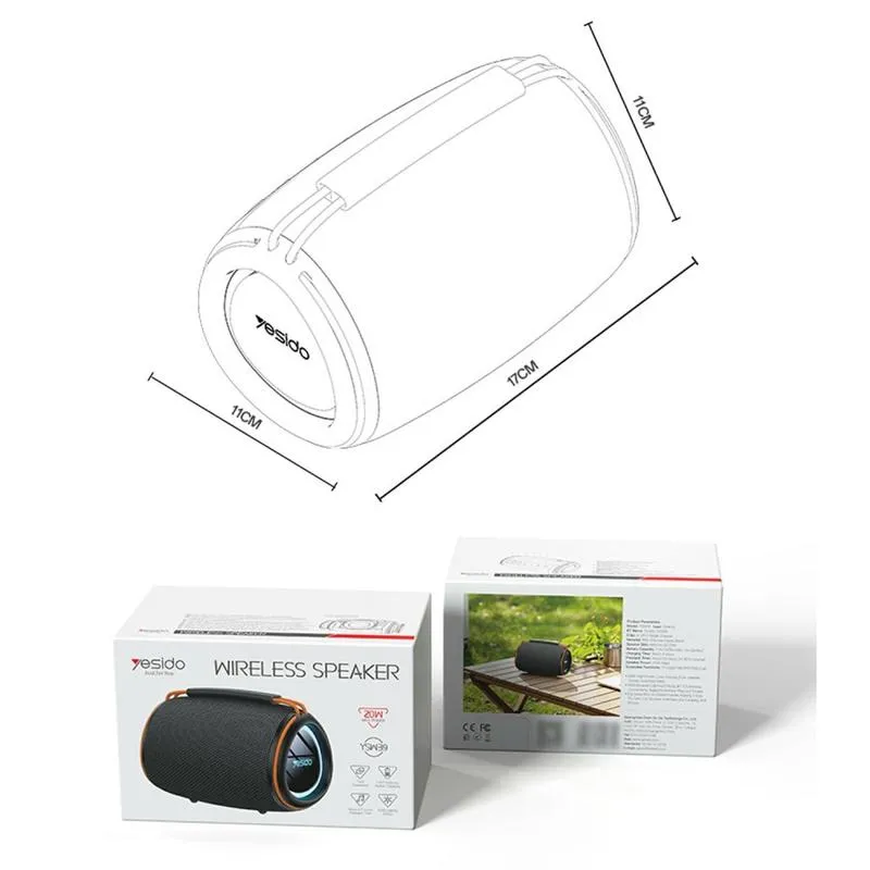 Yesido YSW39 Portable Bluetooth Speaker with Subwoofer & RGB - 20W - Black - Image 7