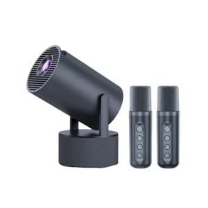 HY300PRO 3-in-1 Smart Projector – KTV Karaoke Microphone & Bluetooth Speaker Combo