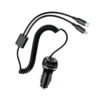 Pawa Solid Car Charger Dual Port PD+QC With USB-C and Lightning Cable