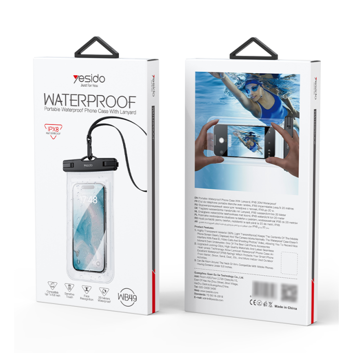 Yesido WB49 One-touch Locking With Carabiner High Sealing Sensitive Touch Screen Transparent Waterproof Bag - Image 5