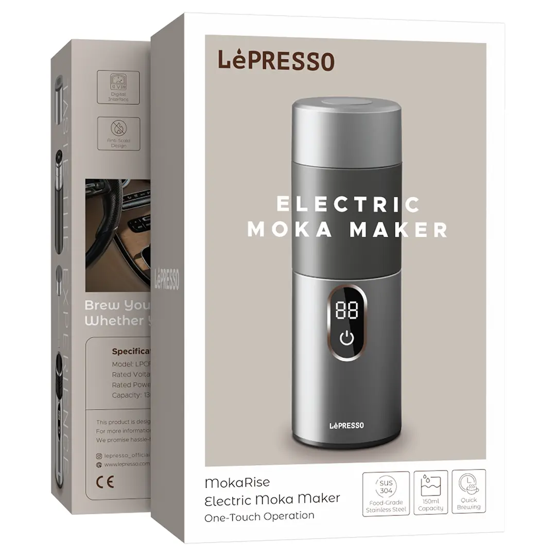 Lepresso MokaRise Electric Moka Maker with One-Touch Operation - Silver - Image 3
