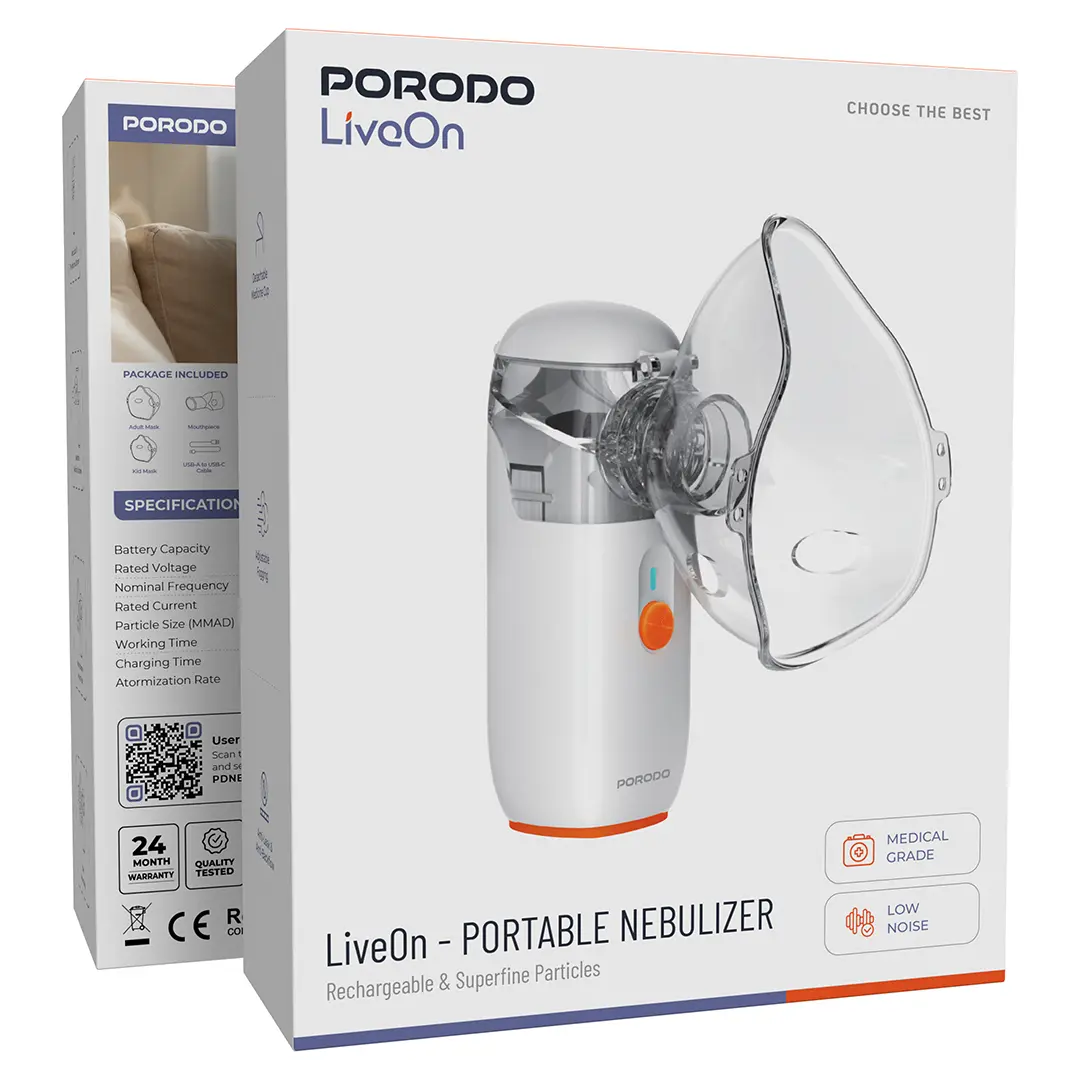 Porodo LiveOn Portable Rechargeable Nebulizer - White - Image 7