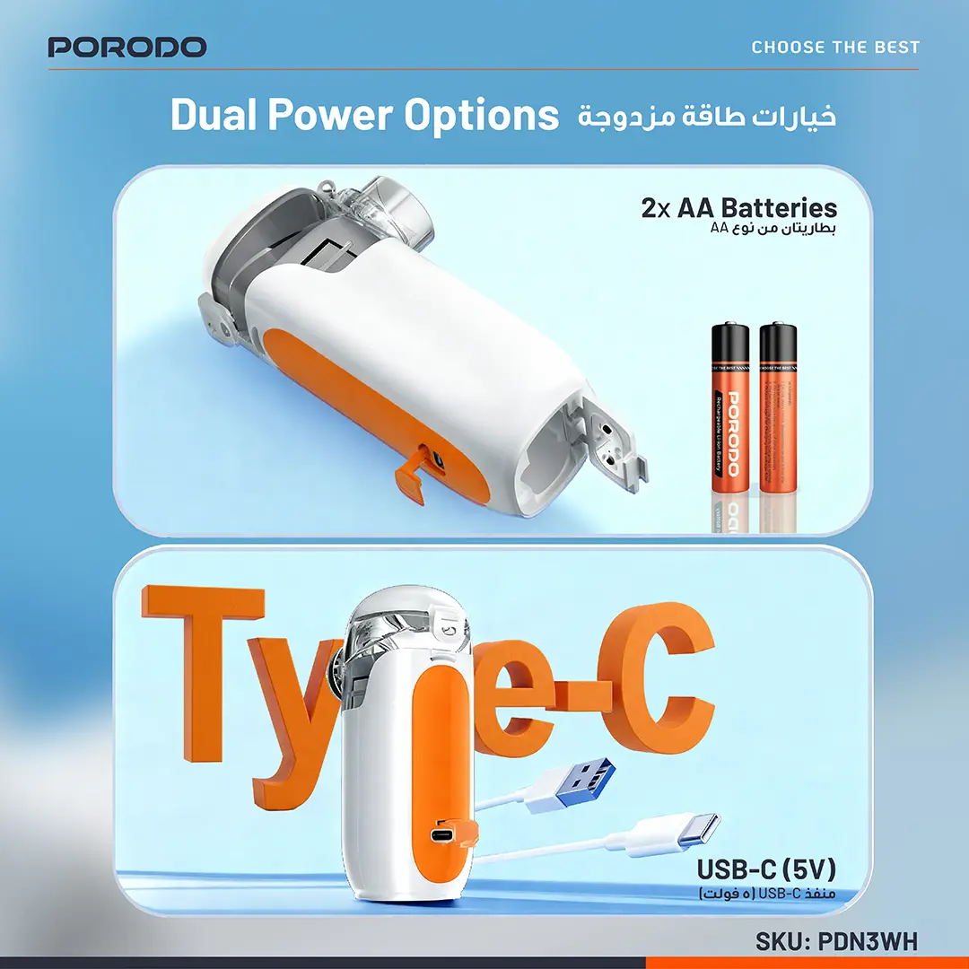 Porodo LiveOn Portable Rechargeable Nebulizer - White - Image 3