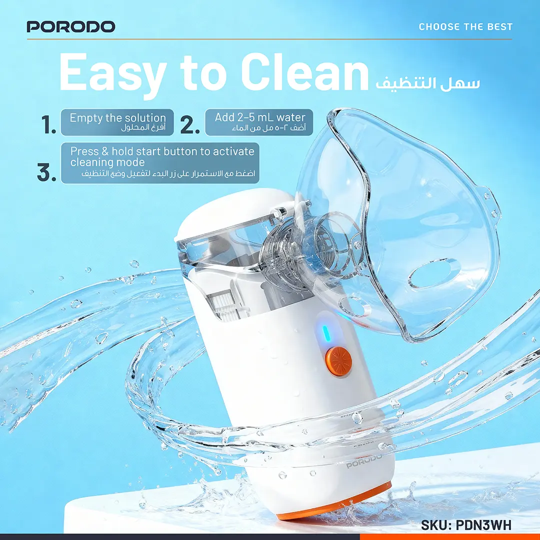 Porodo LiveOn Portable Rechargeable Nebulizer - White - Image 4